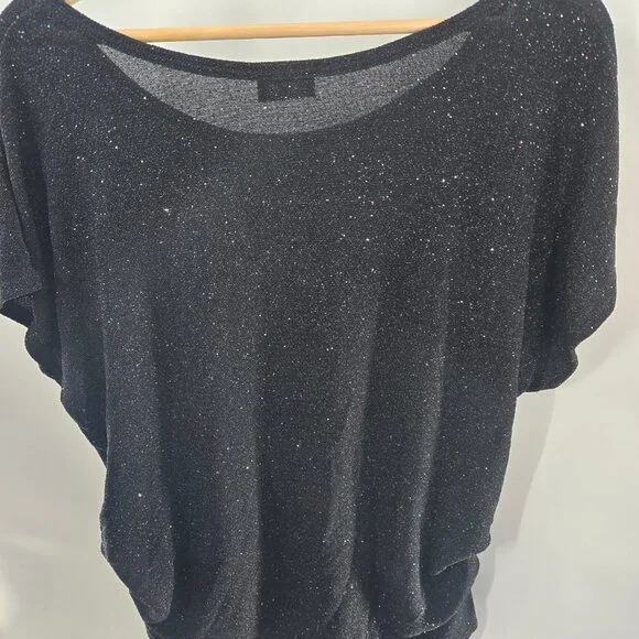 Vintage Zenobia Black Y2K Glitter Shimmer Going Out Blouse 3XL - Picture 8 of 11
